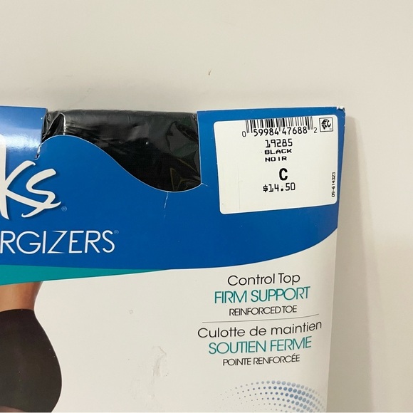 Energizers Black Control Top Hosiery Firm And Medium Support Pantyhose Size C - Picture 5 of 10